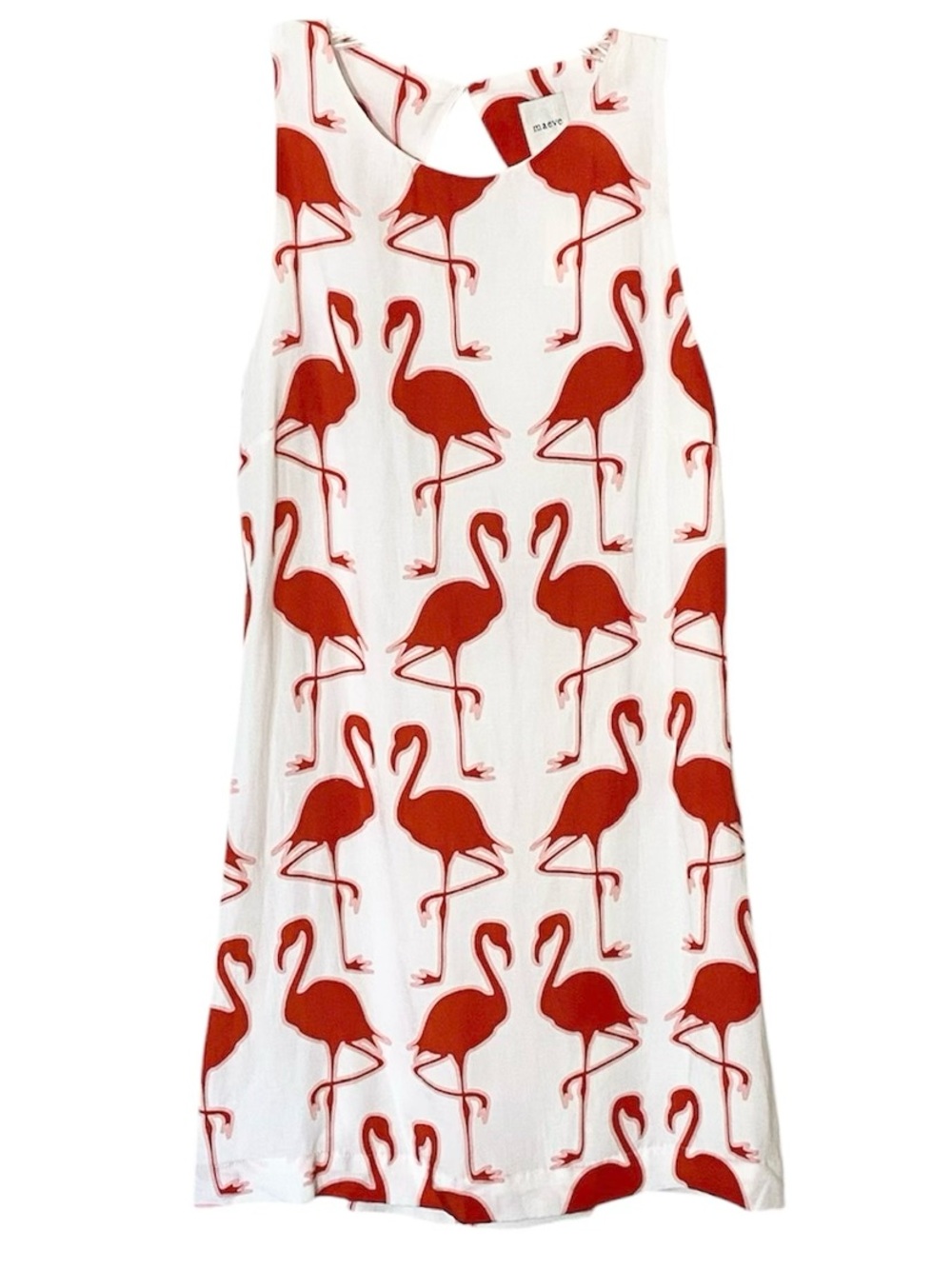 Anthropologie Maeve Linen Blend Backless Flamingo Shift Dress NWT Size Medium - Picture 2 of 6